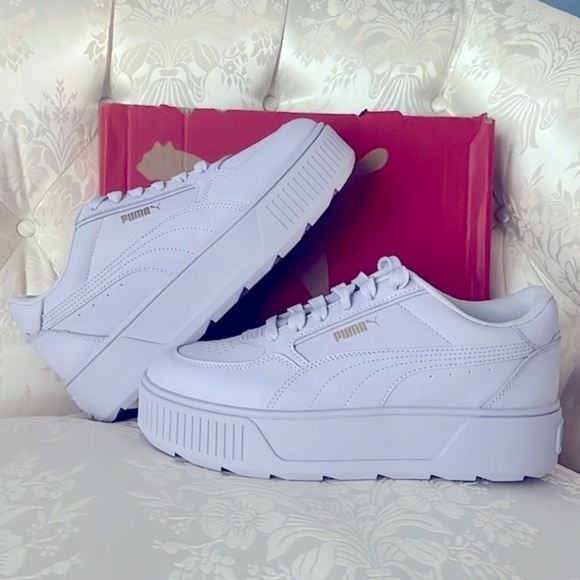 Brand New Puma Karmen Rebelle Spring Lavender Lace Up Leather Platform Sneakers - Picture 2 of 16